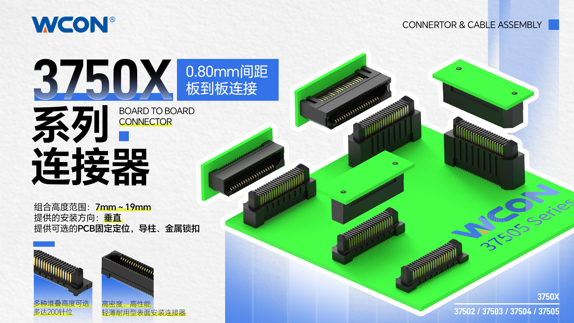 3750X 系列雙排板對(duì)板連接器：56Gbps 高速、工業(yè)級(jí)精密連接解決方案